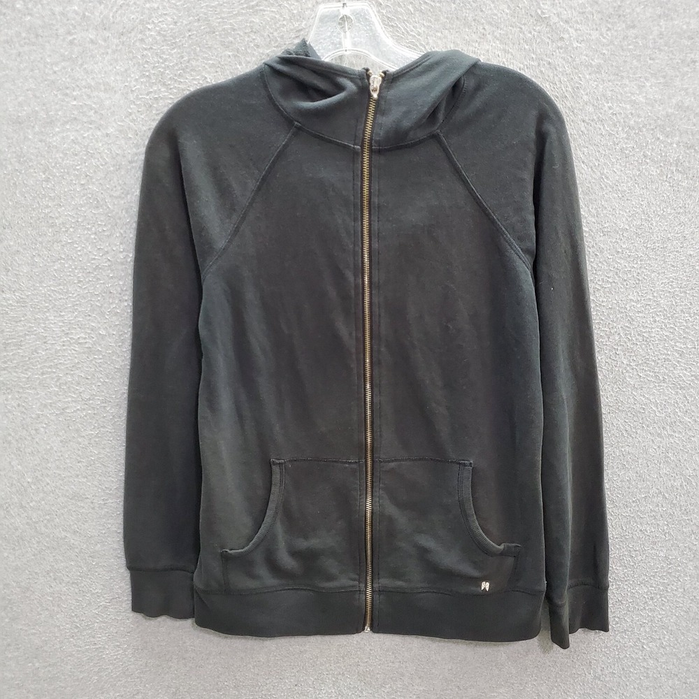 Victoria Secret Women Sweater Small Black Hoodie Full Zip Sequin READ